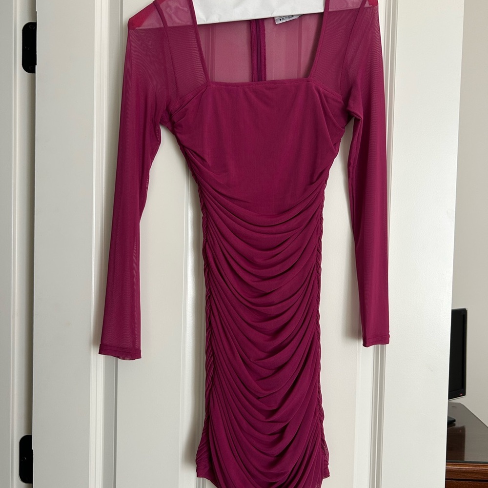 Beginning Boutique Pink Ruched Bodycon Dress
